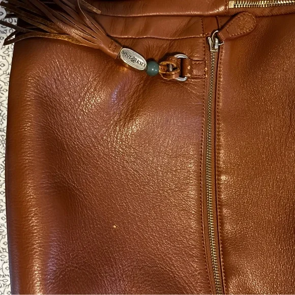 Lily Jade Brown Leather Backpack diaper bag with Teal Lining and accessories - Picture 11 of 14